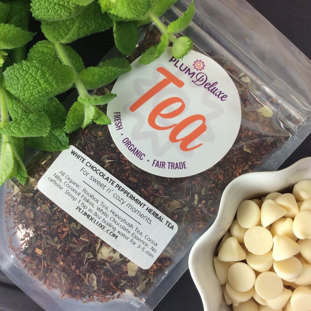 Plum Deluxe White Chocolate Peppermint Herbal Tea - Image 3