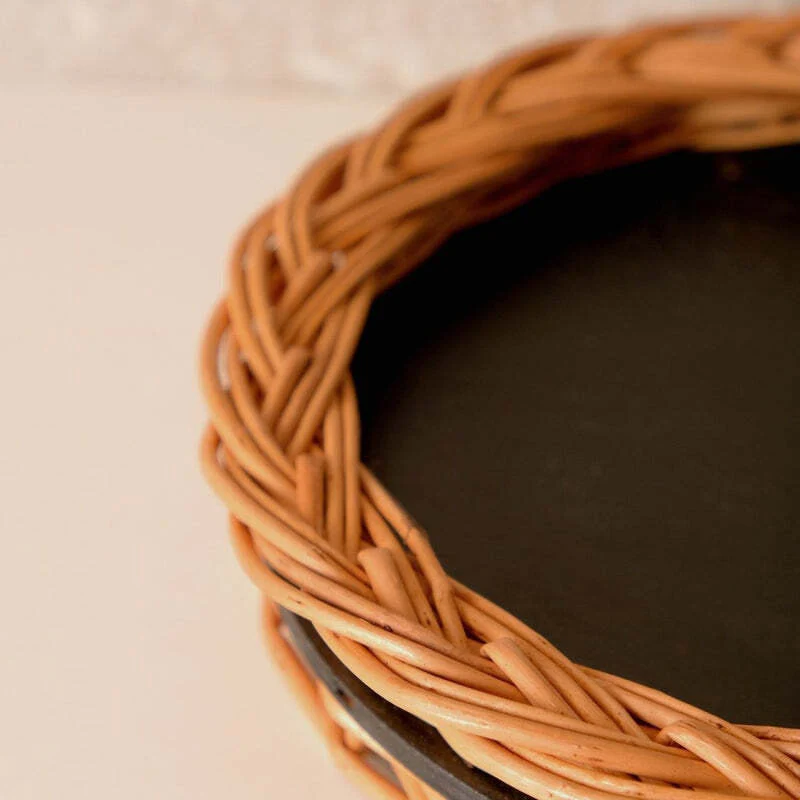 Wicker & Wood Serving Tray - Image 4